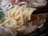 「博多もつ鍋屋」のもつらーめん 麺のアップ
