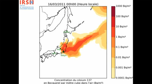 フランスの専門機関が福島原発の放射能飛散シュミレーション動画を公開