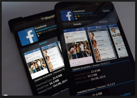 tampilan facebook blackberry