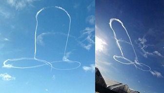 【画像】 F18パイロット、空に巨大な男性器を描いて処分される