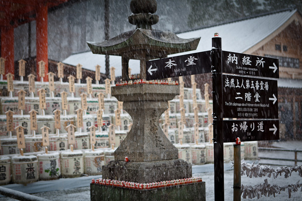 大雪の本堂灯籠