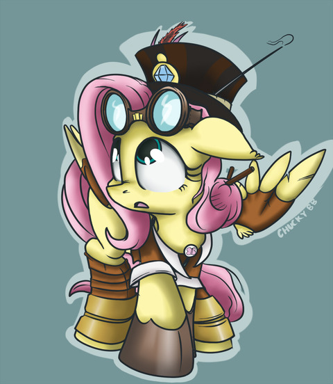 steampunk_fluttershy_by_chuckybb-d7kmq0i