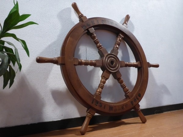 船舵 ハンドル ラット 舵輪 船舶 木製 / 壁掛け 店舗什器 : 中古 船舵 ハンドル ラット 舵輪 船舶 木製 / 壁掛け 店舗什器 : 中古