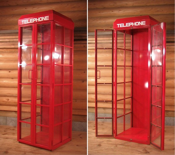 人気 ロンドン テレフォンボックス型 棚 ロンドンテレフォン キャビネット - リビングボード