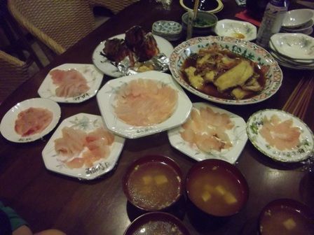 さしみ・煮付け・あら汁・かぶと焼き