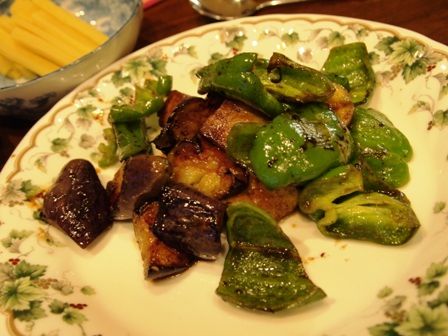 ナスとピーマンの甜麵醤炒め
