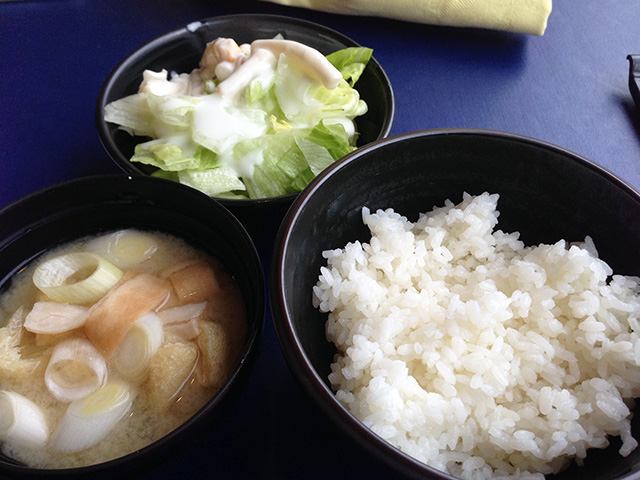Salad, Miso Soup, and Rice