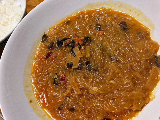 Bean Threads and Mabo Sauce with Vegetables