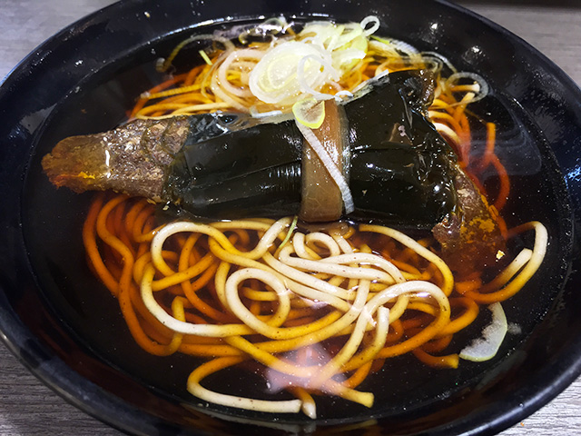 Soba with Herring Rolled by Kelp