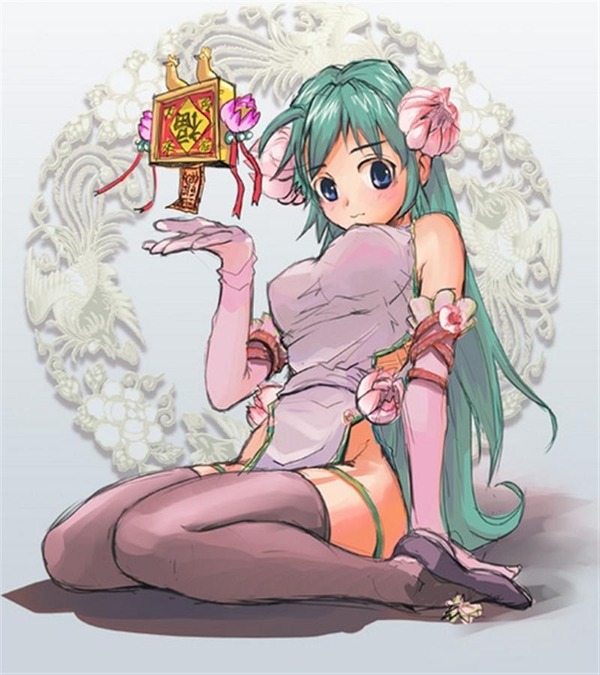 チャイナドレス画像スリット脚M346
