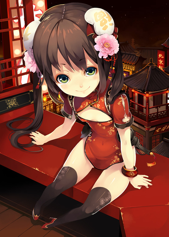 チャイナドレス画像スリット脚J279