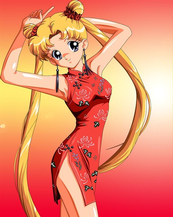 チャイナドレス画像スリット脚N377