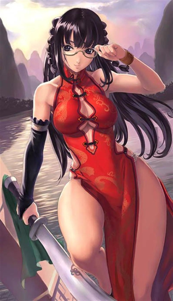 チャイナドレス画像スリット脚M366