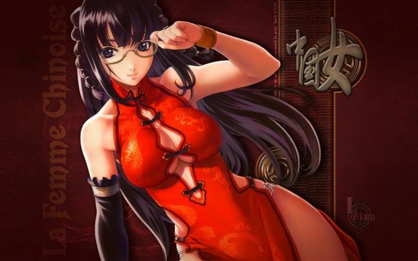 チャイナドレス画像スリット脚M364