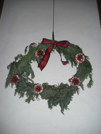クリスマスリース２　赤リボン