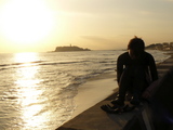 sunset surfing