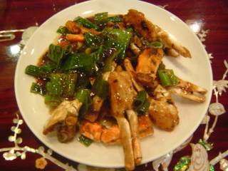 ワタリガニの黒豆炒め