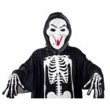 親子 で スクリーム ！ 大人用 子供用  骸骨 スケルトン ハロウィン イベント 衣装 3点セット 仮装 コスプレ コスチューム / 赤顔 恐怖顔 不気味顔 鬼顔 マスク 選択可！ (大人用, 不気味顔)