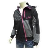 メンズ マウンテンパーカー。特徴的な斜めジップアップが魅力的なストリート感あるダンスウェアが登場。 (XLサイズ, ブラック×ピンク)