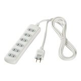 iBUFFALO 2ピン式電源タップ 6個口タイプ シャッター付 1m ホワイト BSTAP26SH10WH