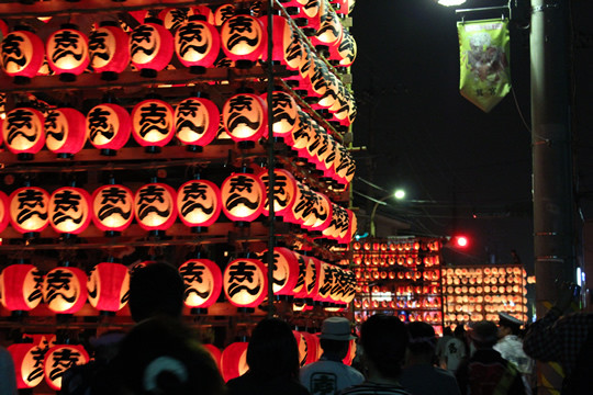 鷲宮の八坂祭(天王様) らき☆すたフラッグと山車