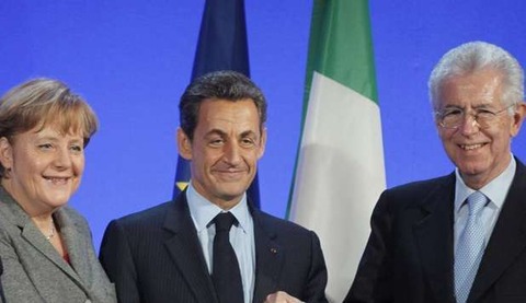 メルケル首相_サルコジ大統領_モンティ首相3