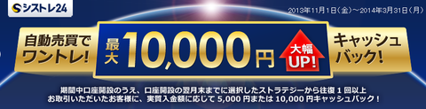 シストレ24キャッシュバック