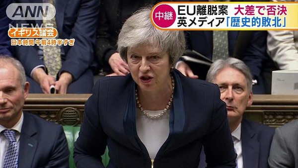 【イギリス】EU離脱案採決、大差で否決!!!→ その行く末がwwwwwwwwwwwwwwwwwww