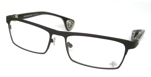 クロムハーツ メタルフレームブラックメガネ クロムハーツ CHROME HEARTS クロステンプルメタルフレーム