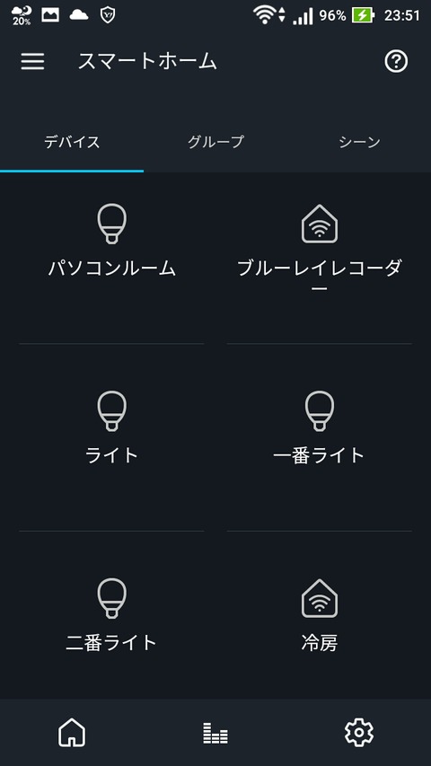 ルームや全てのライト、ここのライトがデバイスとして追加される