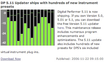 DP 5.11 Updater ships with hundreds of new instrument presets