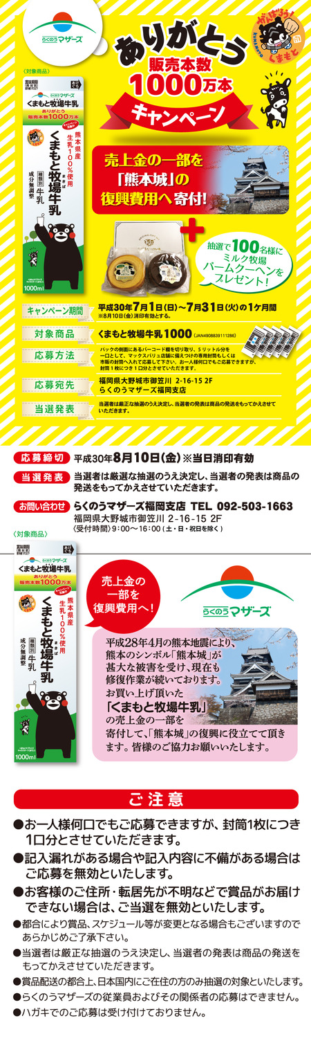 ありがとう販売本数1000万本キャンペーン