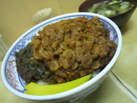 岩本町スタンド 単品オキアミ天・春菊天W丼