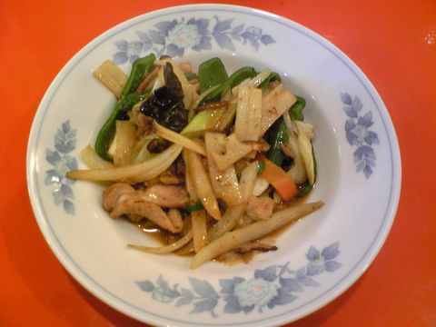 味の店錦:②鳥肉葱炒め650円全景100321