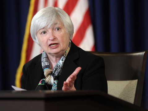 FOMCで会見するイエレンFRB議長