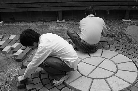 レンガ敷き DIY