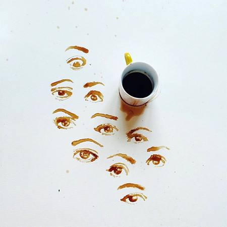 【画像】こぼれたコーヒーのシミで絵を描く!洋風の水墨画のようなアート!!の画像(5枚目)