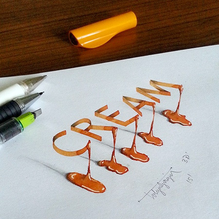 ノートにペンだけで描いた3Dの文字が凄い!!の画像(13枚目)