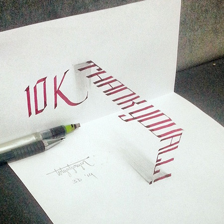 ノートにペンだけで描いた3Dの文字が凄い!!の画像(11枚目)