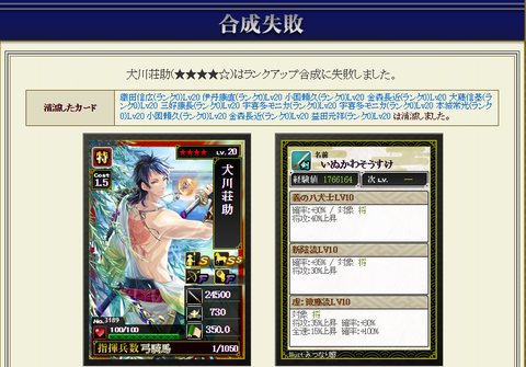 剣豪ランクアップ失敗