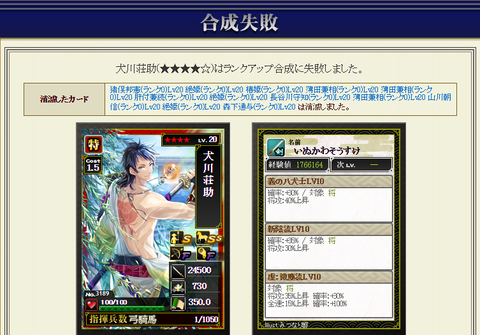 剣豪ランクアップ2失敗
