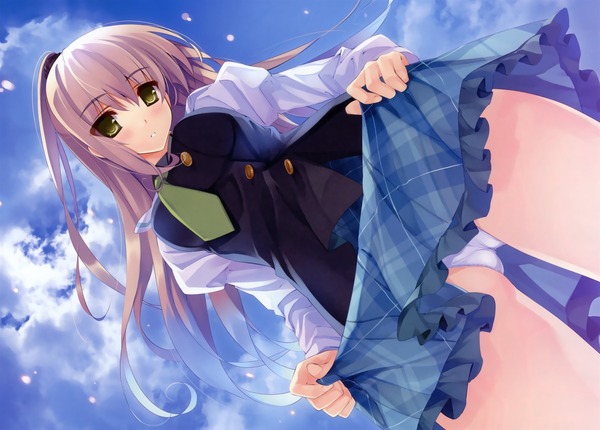 スカートをたくし上げてスケベなことになってしまってる女の子　赤面してたら最高です!!