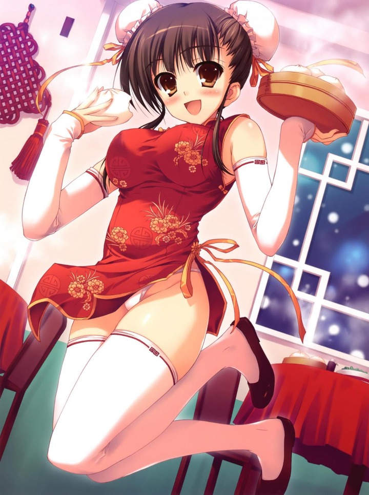 チャイナドレスの画像　スリットから覗く太ももがやらしすぎる
