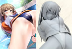けけもつが描く競泳水着少女をフィギュア化した「文月七葉」フィギュア(壁紙Ver.)