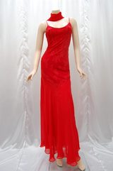 レッド ロング フリー ドレス002