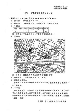 グループ保育室の開設について