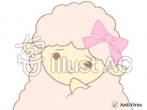 イラストAC「考えるピンクのひつじちゃん」01