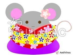 イラストAC「ネズミ(着物)」
