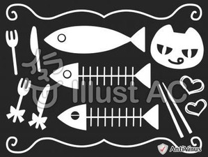 イラストAC「お魚セット(白)」