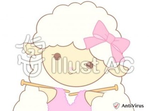イラストAC「編み物するひつじちゃん」01